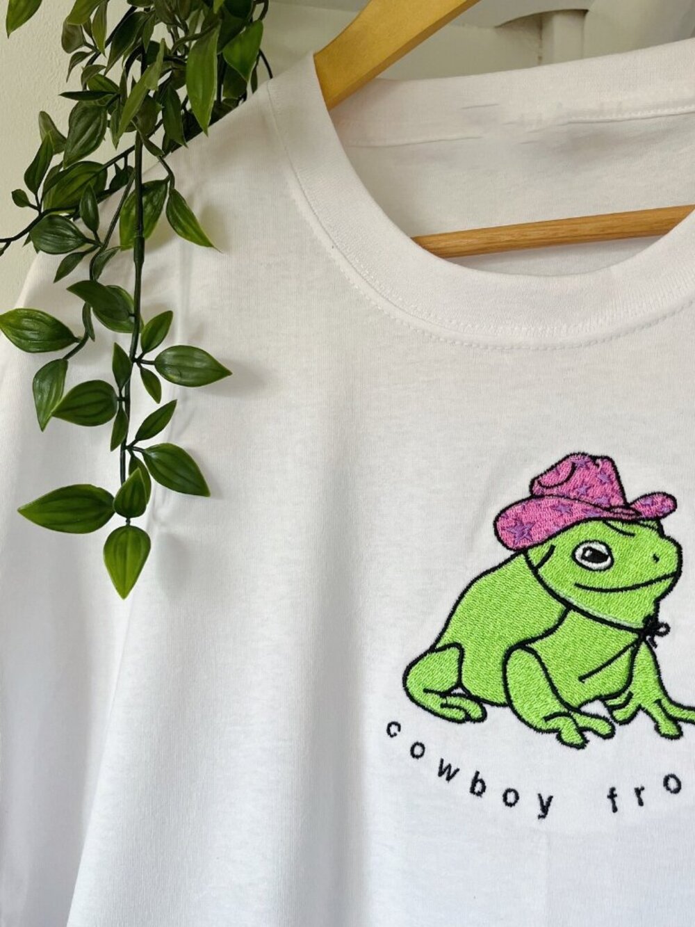 Cowboy Frog Embroidered T-Shirt | Funny Western Frog Tee | Unisex Graphic Shirt